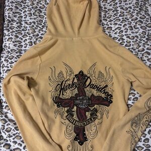 Harley-Davidson Mustard Waffle Knit Top